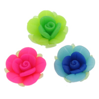 Polymer Clay Gyöngyök, Virág, kézi, kevert színek, 16x8mm, Lyuk:Kb 1mm, 100PC-k/Bag, Által értékesített Bag