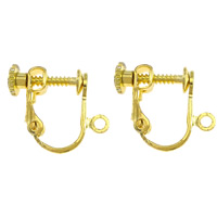Brass Screw Back Clip-on Earring Findings gold color plated nickel lead & cadmium free Approx 1.5mm Sold By Lot