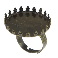 Brass Reuna Ring Base, Messinki, antiikki pronssi väri päällystetty, säädettävä, nikkeli, lyijy ja kadmium vapaa, 26mm, Sisäläpimitta:N. 25mm, Koko:7, 50PC/erä, Myymät erä