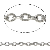 Ovalni lanac od nehrđajućeg čelika, Nehrđajući čelik, flower cut, izvorna boja, 4x3x0.80mm, Dužina 100 m, Prodano By Lot