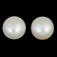 Metà forato coltivate in acqua dolce Perla, perla d'acquadolce coltivata naturalmente, Cupola, naturale, mezzo foro, bianco, AAA Grade, 9-9.5mm, Foro:Appross. 0.8mm, 30Pairspaio/borsa, Venduto da borsa
