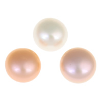 Perlas Freshwater Perforadas, Perlas cultivadas de agua dulce, Cúpula, natural, perforado medio, más colores para la opción, Grado AAA, 8.5-9mm, agujero:aproximado 0.8mm, 30parespareja/Bolsa, Vendido por Bolsa