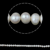 Bulvių išauginti gėlavandenių perlų karoliukai, Gėlo vandens perlų, Bulvė, natūralus, baltas, 7-8mm, Skylė:Apytiksliai 0.8mm, Parduota už Apytiksliai 15.1 Inch Strand