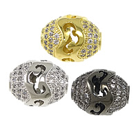 Cubic Zirconia Micro Pave Brass Beads Oval plated micro pave cubic zirconia & hollow Approx 2mm Sold By Lot
