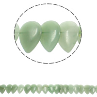 avventurina verde perla, Lacrima, naturale, 21x31x5mm, Foro:Appross. 1mm, Appross. 23PC/filo, Venduto per Appross. 15.5 pollice filo