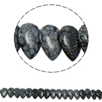 Schneeflocke Obsidian, Tropfen, natürlich, 22x31x5mm, Bohrung:ca. 1mm, ca. 23PCs/Strang, verkauft per ca. 15.5 ZollInch Strang