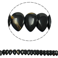 Perline naturali in agata nero, Lacrima, naturale, 22x31x5mm, Foro:Appross. 1mm, Appross. 23PC/filo, Venduto per Appross. 15.5 pollice filo