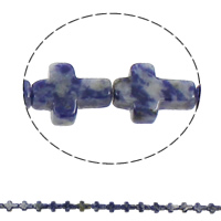 Μπλε Spot Stone Beads, Σταυρός, φυσικός, 12x16x5mm, Τρύπα:Περίπου 1mm, Περίπου 25PCs/Strand, Sold Per Περίπου 16.5 inch Strand