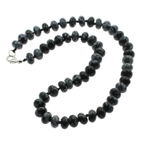 Snowflake Obsidian Necklace zinc alloy lobster clasp Rondelle natural Sold Per Approx 18 Inch Strand