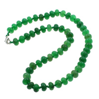 Jade Malasia collar, aleación de cinc cierre de langosta, Toroidal, natural, 10x6mm, Vendido para aproximado 18 Inch Sarta