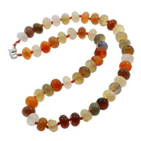Agate Necklace Mixed Agate zinc alloy lobster clasp Rondelle natural Sold Per Approx 18 Inch Strand