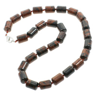 Mahogany Obsidian Necklace zinc alloy lobster clasp Column natural Sold Per Approx 15.5 Inch Strand