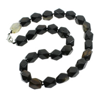 Black Agate Necklace zinc alloy lobster clasp natural faceted Sold Per Approx 18 Inch Strand
