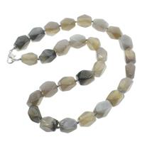 Grey Agate Necklace zinc alloy lobster clasp natural faceted Sold Per Approx 18 Inch Strand