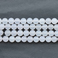 Naturlig hvid agat perler, Runde, forskellig størrelse for valg, Længde Ca. 15 inch, Solgt af Lot