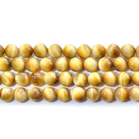 Tigerauge Perlen, rund, natürlich, verschiedene Größen vorhanden, gelb, verkauft per ca. 15 ZollInch Strang