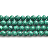 Malakit perler, Runde, syntetisk, forskellig størrelse for valg, Længde Ca. 15 inch, Solgt af Lot