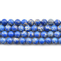 Impression Jaspis Perle, rund, natürlich, verschiedene Größen vorhanden, blau, Länge ca. 15 ZollInch, verkauft von Menge