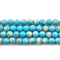 Impression Jaspis Perle, rund, natürlich, verschiedene Größen vorhanden, Türkisblau, Länge ca. 15 ZollInch, verkauft von Menge