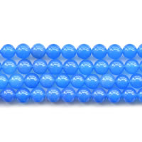 Natürliche blaue Achat Perlen, Blauer Achat, rund, verschiedene Größen vorhanden, Länge:ca. 15 ZollInch, verkauft von Menge
