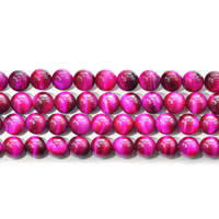 Perles oeil de tigre, Rond, normes différentes pour le choix, rouge violet brillant, Vendu par Environ 15 pouce brin