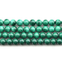Malahita perle, Malahit, Krug, prirodan, različite veličine za izbor, Grade AAAAA, Prodano Per Približno 15 inčni Strand