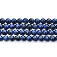 Tiger Eye perle, Krug, prirodan, različite veličine za izbor, plav, Prodano Per Približno 15 inčni Strand