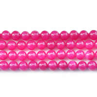 окрашенная Jade Бусины, Круглая, разный размер для выбора, ярко-розовые красный, длина Приблизительно 15 дюймовый, продается Лот