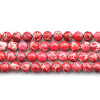 Εντύπωση Jasper Χάντρα, Γύρος, φυσικός, διαφορετικό μέγεθος για την επιλογή, κόκκινος, Μήκος Περίπου 15 inch, Sold Με Παρτίδα