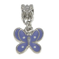 European Style Zinc Alloy Dangle Beads Butterfly platinum color plated without troll & enamel nickel lead & cadmium free Approx 5mm Sold By Lot