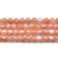 Sunstone Bead, Runde, naturlig, forskellig størrelse for valg, Grade AA, Solgt Per Ca. 15 inch Strand