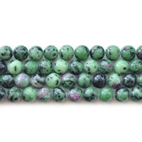 Rubin Zoisit Perle, rund, natürlich, verschiedene Größen vorhanden, Länge ca. 15 ZollInch, verkauft von Menge
