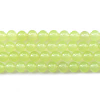 окрашенная Jade Бусины, Круглая, разный размер для выбора, цвет зеленое яблоко, длина Приблизительно 15 дюймовый, продается Лот