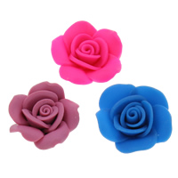 Polymer Clay Gyöngyök, Virág, kézi, kevert színek, 25x10mm, Lyuk:Kb 1mm, 100PC-k/Bag, Által értékesített Bag