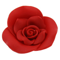 Polymer Clay Gyöngyök, Virág, kézi, piros, 40x13mm, Lyuk:Kb 2mm, 100PC-k/Bag, Által értékesített Bag