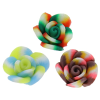 Polymer Ton Cabochon, Blume, handgemacht, flache Rückseite, gemischte Farben, 11x6mm, 100PCs/Tasche, verkauft von Tasche