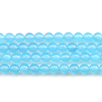 Blå Chalcedony Bead, Runde, naturlig, forskellig størrelse for valg, Solgt Per Ca. 15 inch Strand