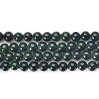 Perles en verre aventuriné vert, Pierre d'or vert, Rond, naturel, normes différentes pour le choix, Longueur Environ 15 pouce, Vendu par lot