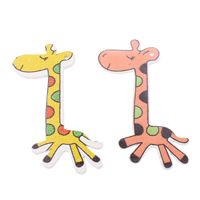 Holz Anhänger, Giraffe, Kunstdruck, gemischte Farben, 38x53x2.50mm, Bohrung:ca. 1mm, 200PCs/Tasche, verkauft von Tasche