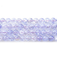 Perles quartz craquelé, Cristal naturel, Rond, craquelure, violet clair, 10mm, Trou:Environ 1mm, Longueur Environ 15 pouce, 5Strandstoron/lot, 39PC/brin, Vendu par lot