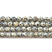 Dalmatinische Perlen, Dalmatiner, rund, natürlich, verschiedene Größen vorhanden, Länge:ca. 15 ZollInch, verkauft von Menge