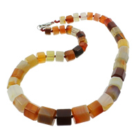 Agate Necklace Mixed Agate zinc alloy lobster clasp Column natural 9-19mm Sold Per Approx 18.5 Inch Strand