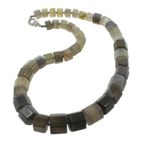 Grey Agate Necklace zinc alloy lobster clasp Column natural nickel lead & cadmium free 9-16mm Sold Per Approx 18.5 Inch Strand