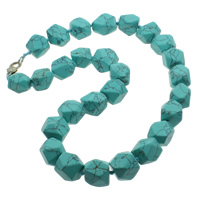 Fashion Turquoise Ketting, Natuurlijke Turquoise, zinklegering karabijn, natuurlijk, blauw, 11-22mm, Per verkocht Ca 18 inch Strand