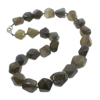 Grey Agate Necklace zinc alloy lobster clasp natural 11-22mm Sold Per Approx 18 Inch Strand