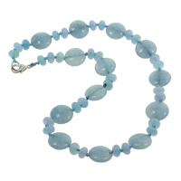Aquamarine Necklace zinc alloy lobster clasp Flat Round natural March Birthstone  Sold Per Approx 17 Inch Strand
