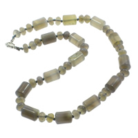 Grey Agate Necklace zinc alloy lobster clasp Column natural  Sold Per 17 Inch Strand