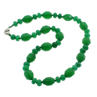 Jade Malasia collar, aleación de cinc cierre de langosta, natural, 8x5mm, 10x14mm, Vendido para 17 Inch Sarta