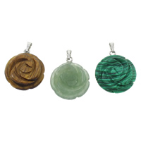 Gemstone Pendants Jewelry with brass bail natural mixed  Approx Sold By Box