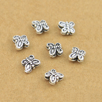 Bali Sterling Silber Perlen, Thailand, Schmetterling, 5x6x2.50mm, Bohrung:ca. 1-2mm, 60PCs/Menge, verkauft von Menge